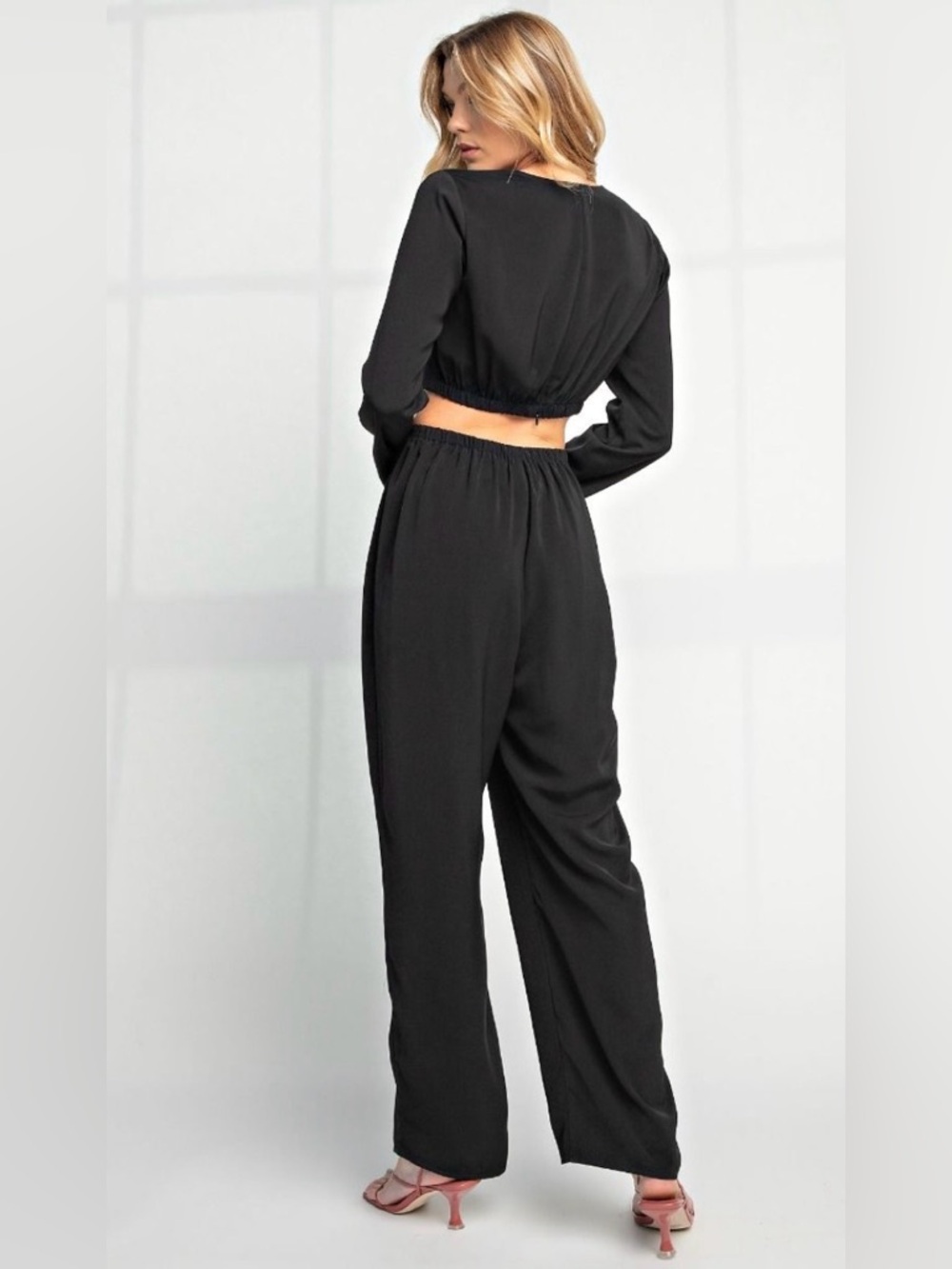NEW! EASEL Dobby Maxi Jumpsuit in Black - Picture 5 of 5